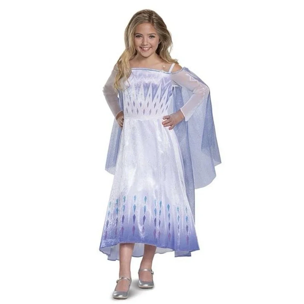 Elsa Snow Queen Outfit Girls Costume Cosplay Dress  Size S 5/6